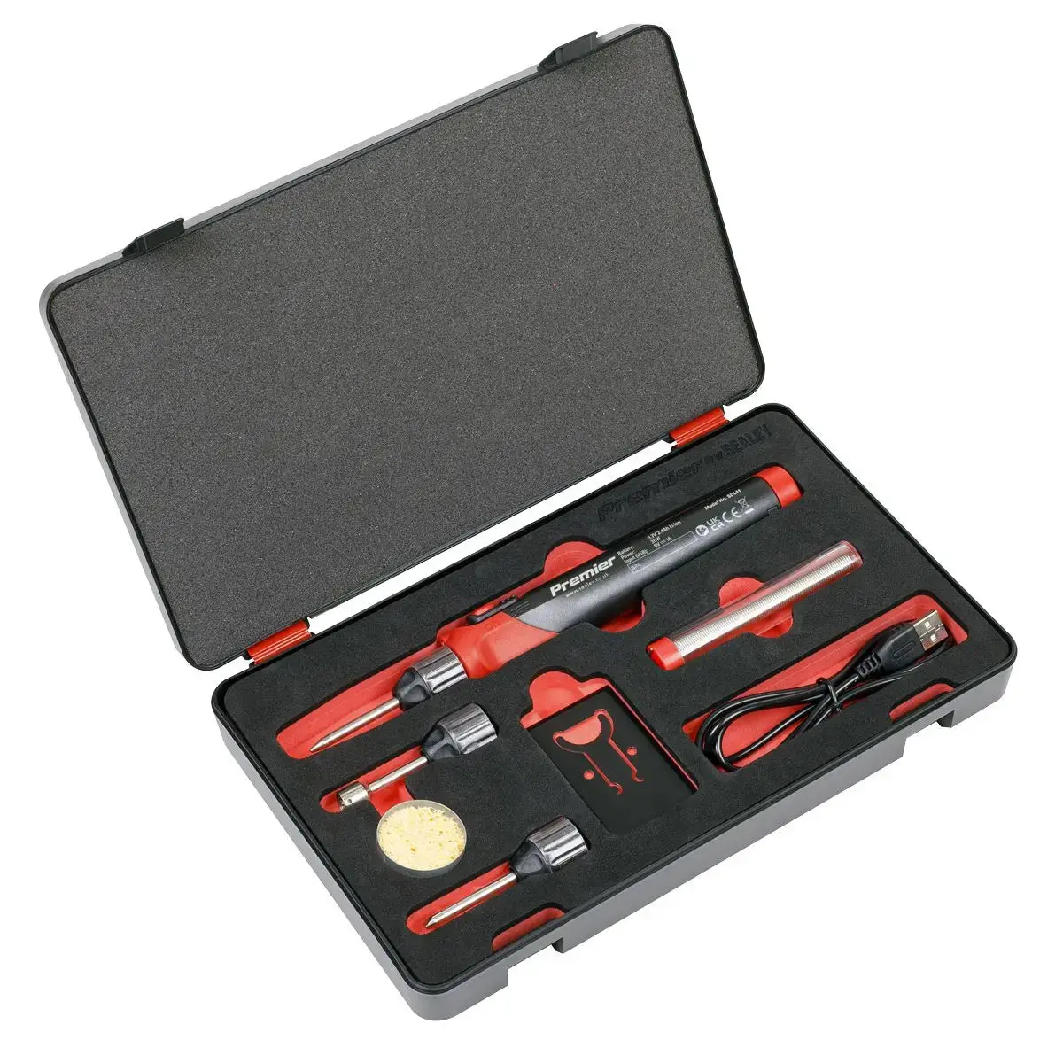 Sealey Premier Soldering Iron Kit Rechargeable Lithium-Ion 30W 1