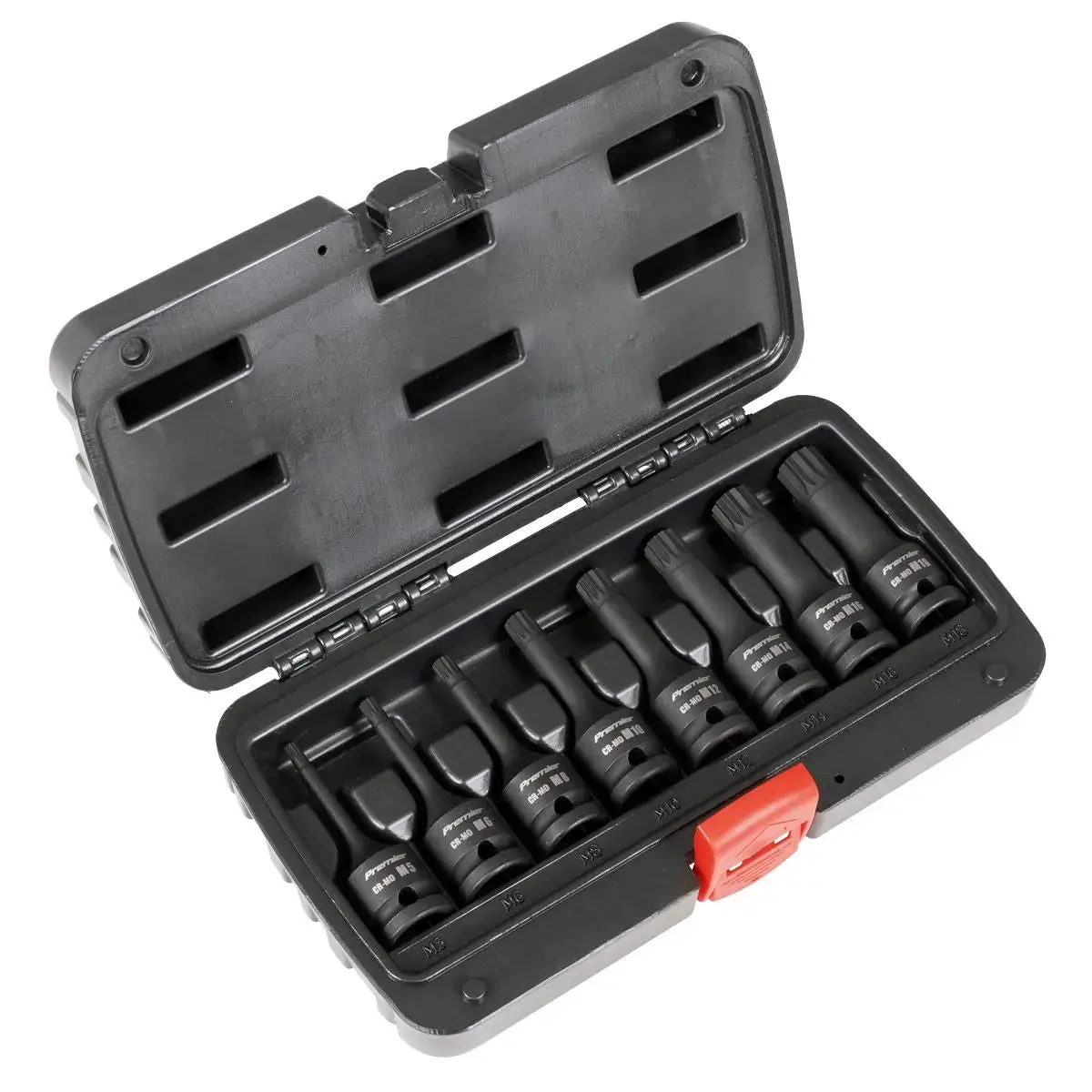 Sealey Premier Spline Impact Socket Bit Set 1/2"Sq Drive 8Pc 1