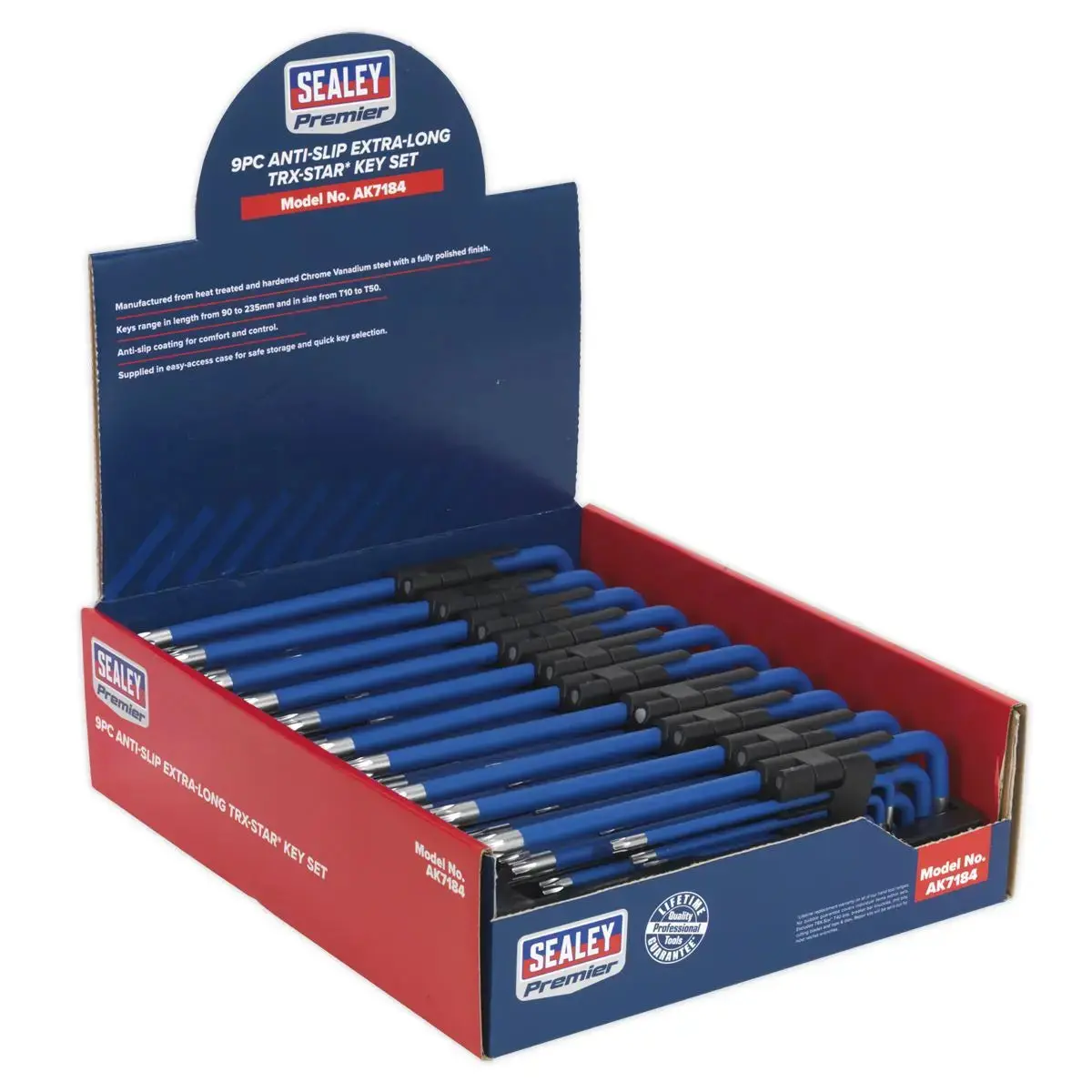 Sealey Premier Trx-Star* Key Set 9Pc Extra-Long Anti-Slip Display Box Of 10 1