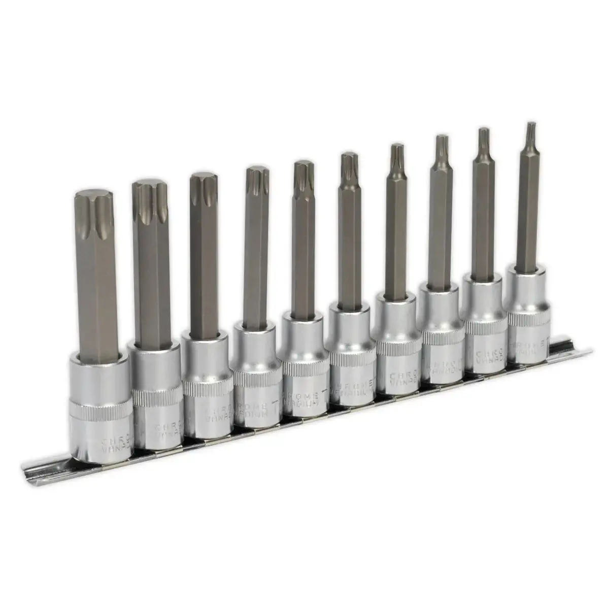 Sealey Premier Trx-Star* Socket Bit Set 10Pc 1/2"Sq Drive 100Mm 1