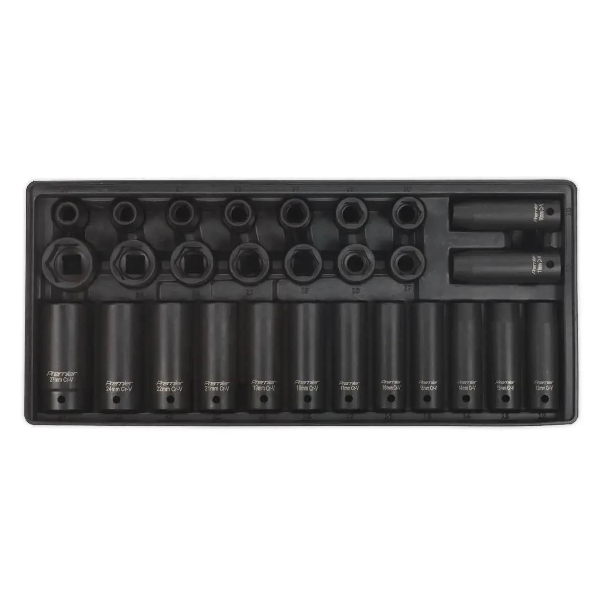 Sealey Premier Tool Tray With Impact Socket Set 28Pc 1/2"Sq Drive - Metric 1
