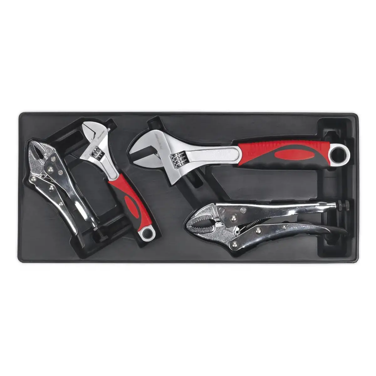 Sealey Premier Tool Tray With Locking Pliers & Adjustable Wrench Set 4Pc 1