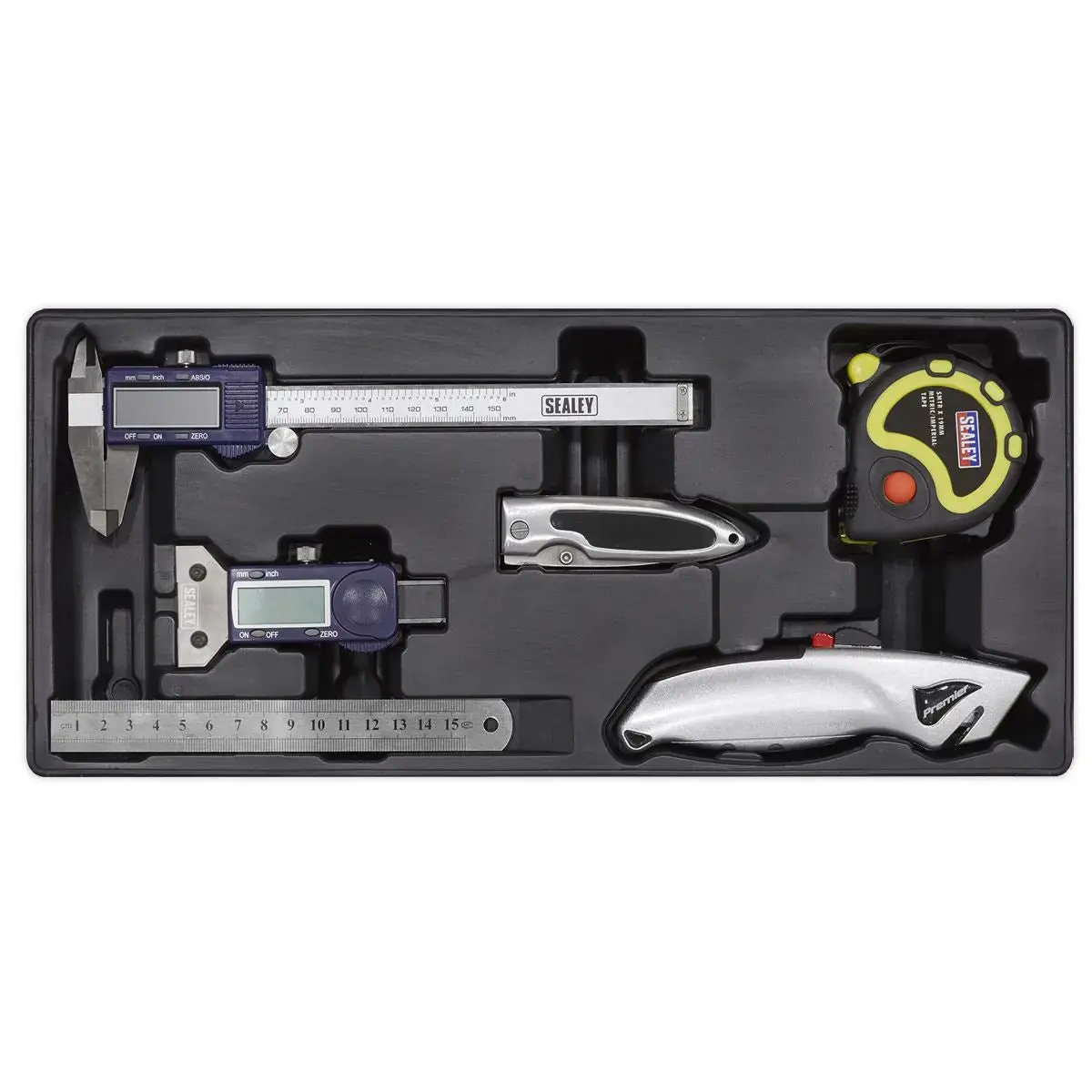 Sealey Premier Tool Tray With Measuring & Cutting Set 6Pc 1