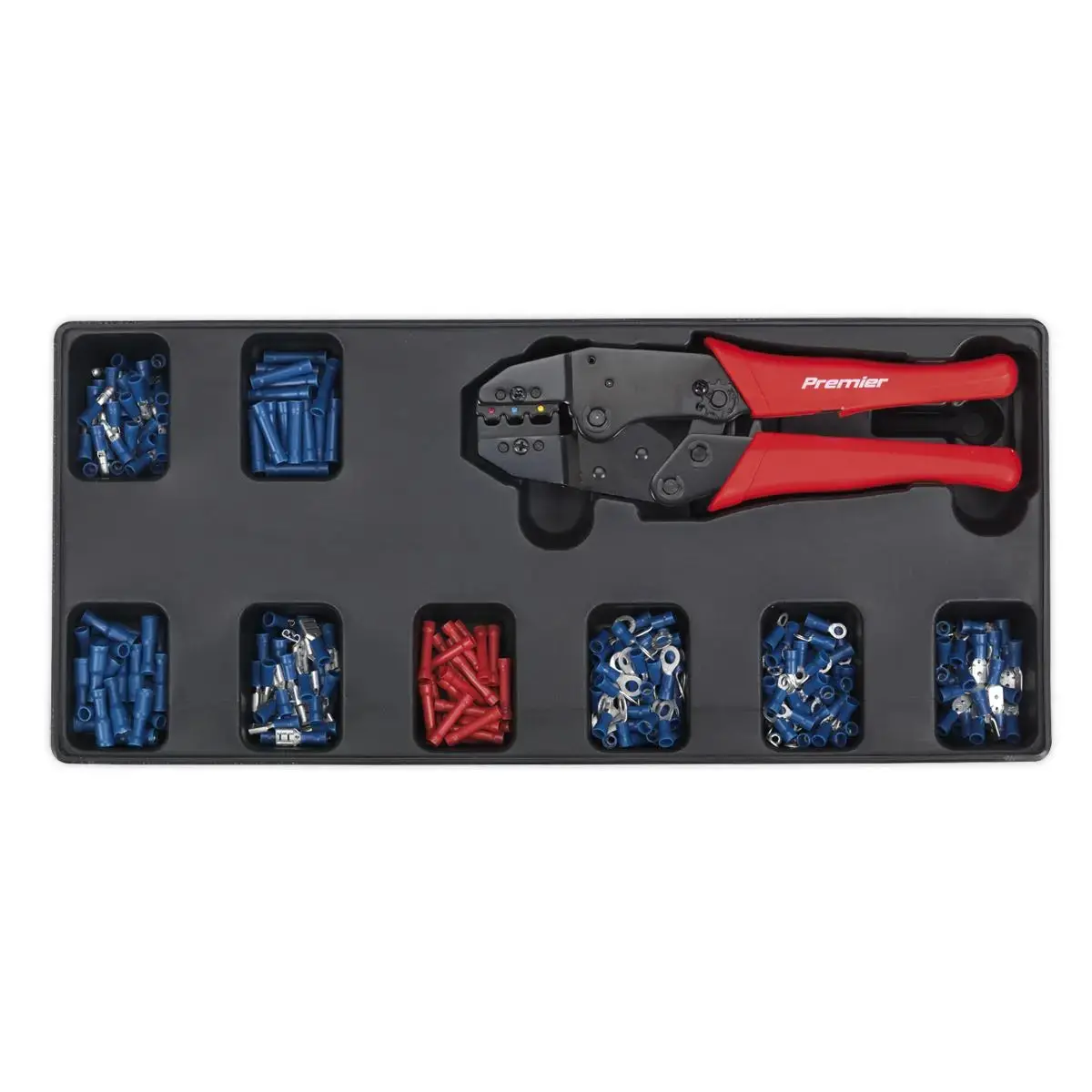 Sealey Premier Tool Tray With Ratchet Crimper & 325 Assorted Insulated Terminal Set 1