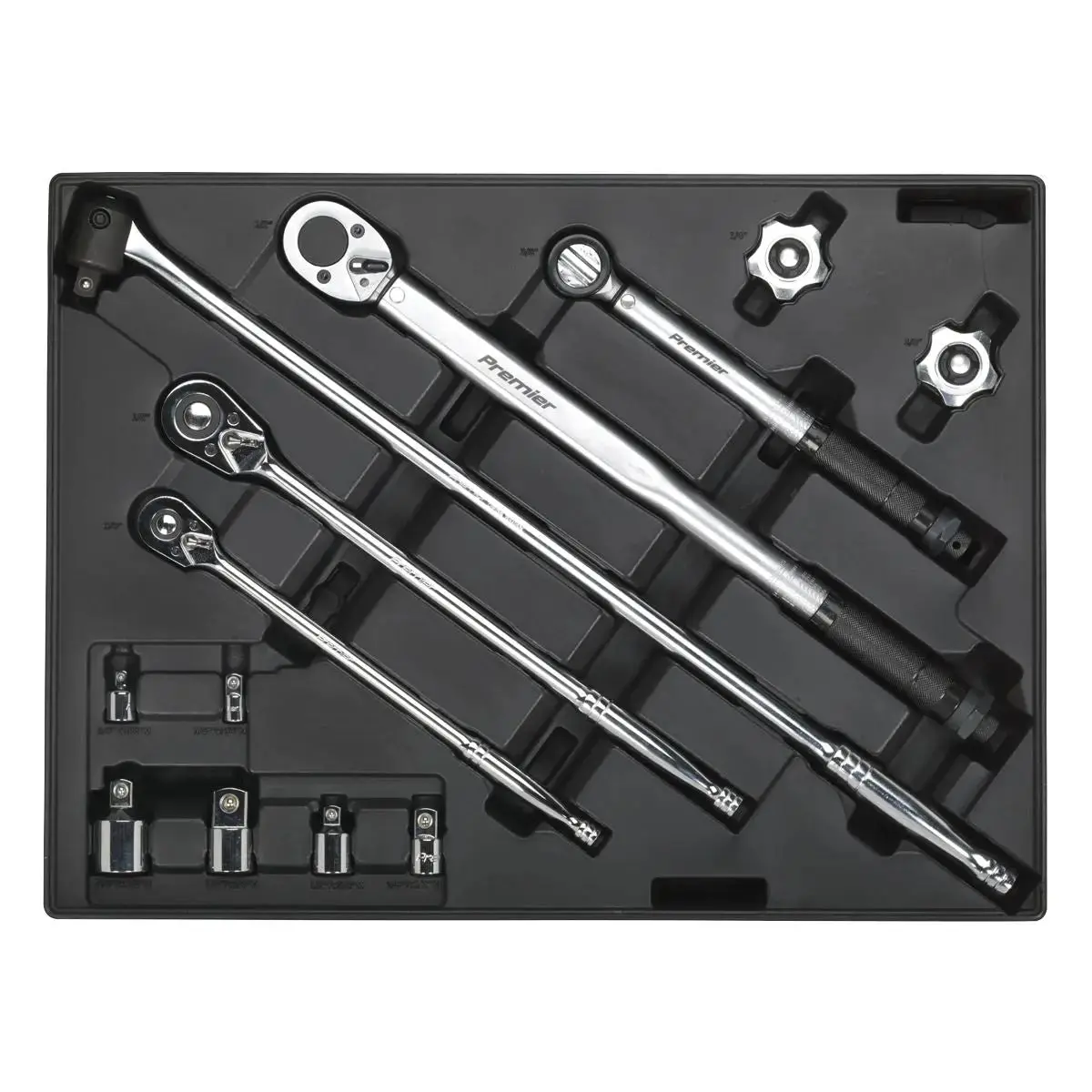 Sealey Premier Tool Tray With Ratchet, Torque Wrench, Breaker Bar & Socket Adaptor Set 13Pc 1