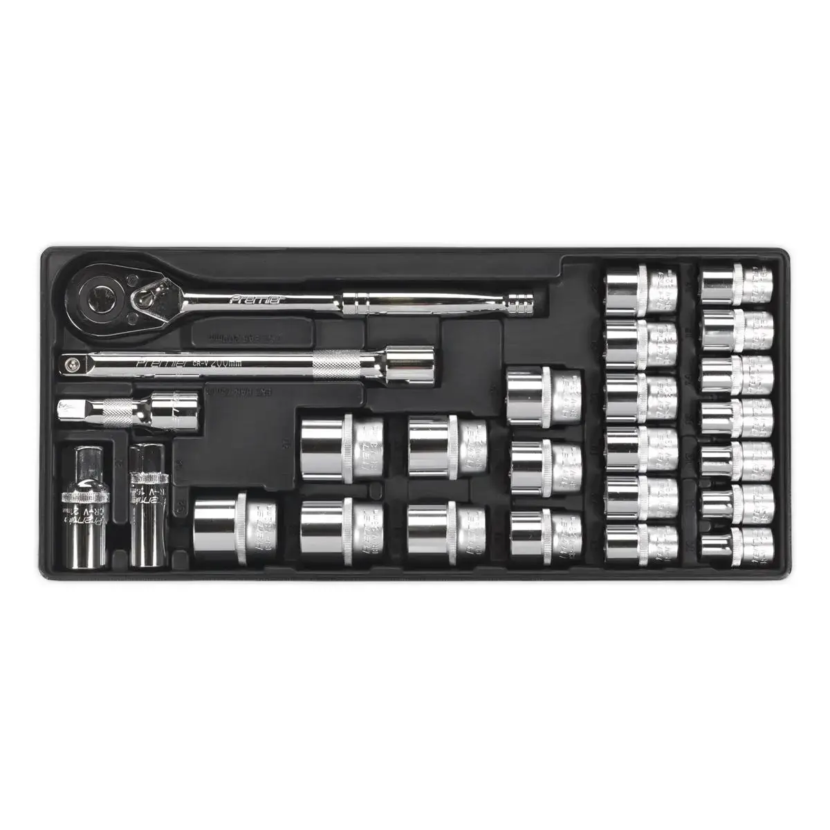 Sealey Premier Tool Tray With Socket Set 26Pc 1/2"Sq Drive 1