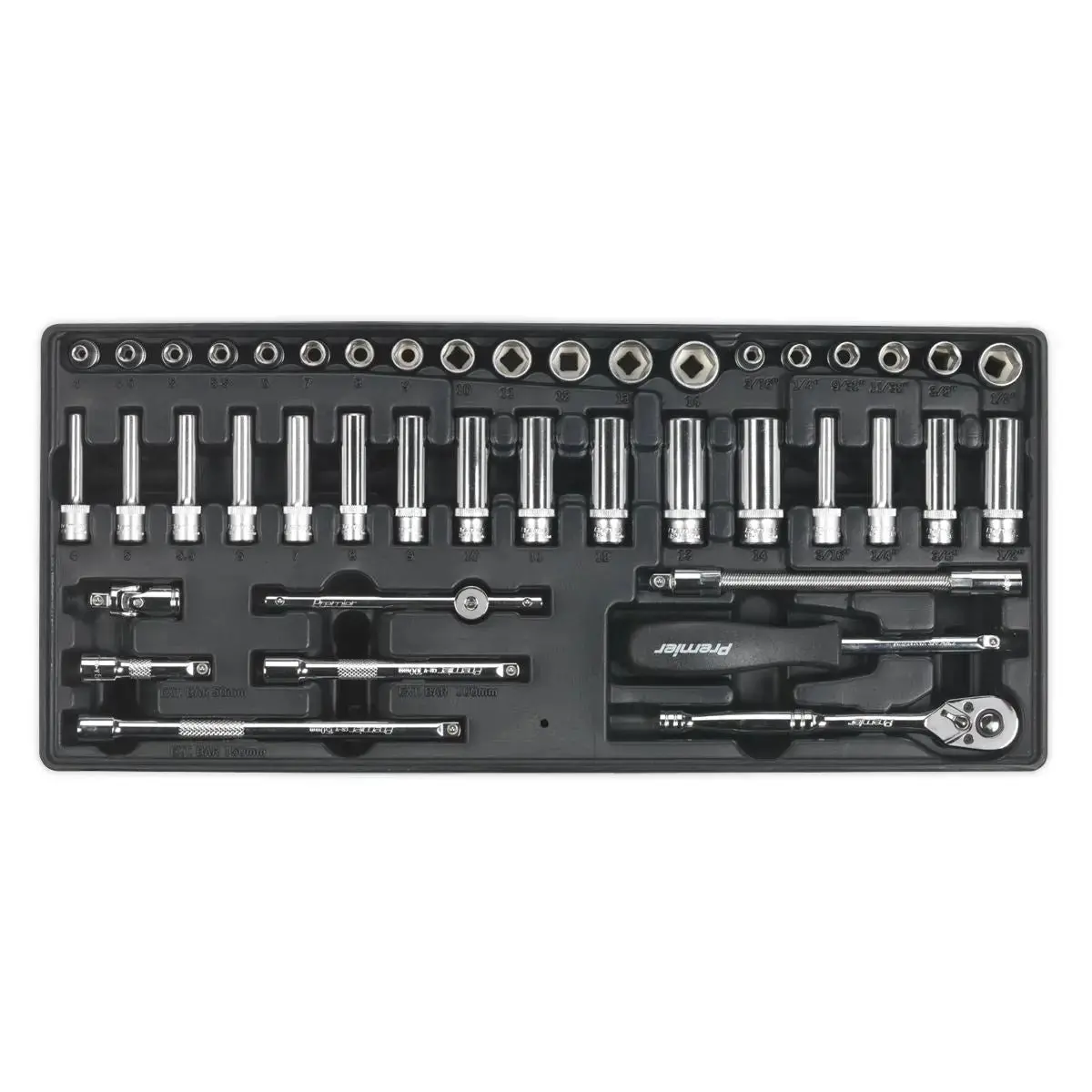 Sealey Premier Tool Tray With Socket Set 43Pc 1/4"Sq Drive 1