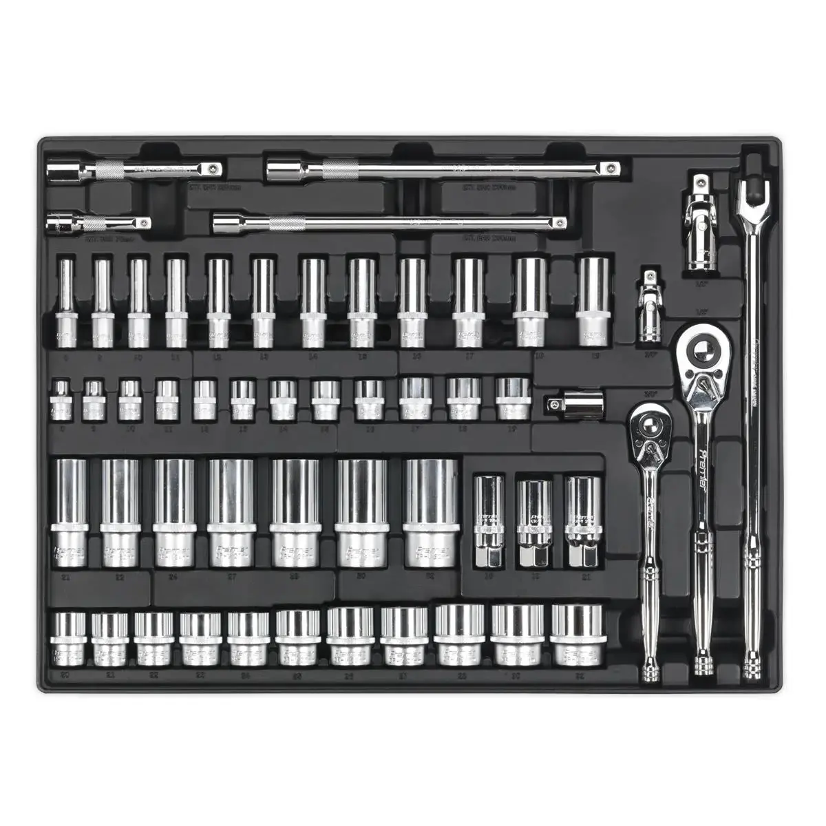 Sealey Premier Tool Tray With Socket Set 55Pc 3/8" & 1/2"Sq Drive 1