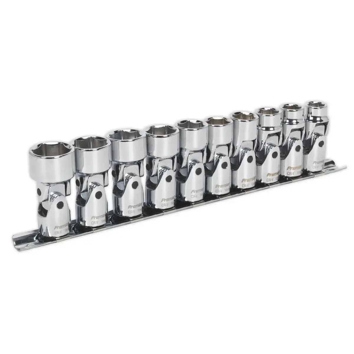 Sealey Premier Universal Joint Socket Set 10Pc 3/8"Sq Drive 6Pt Walldrive® Metric 1