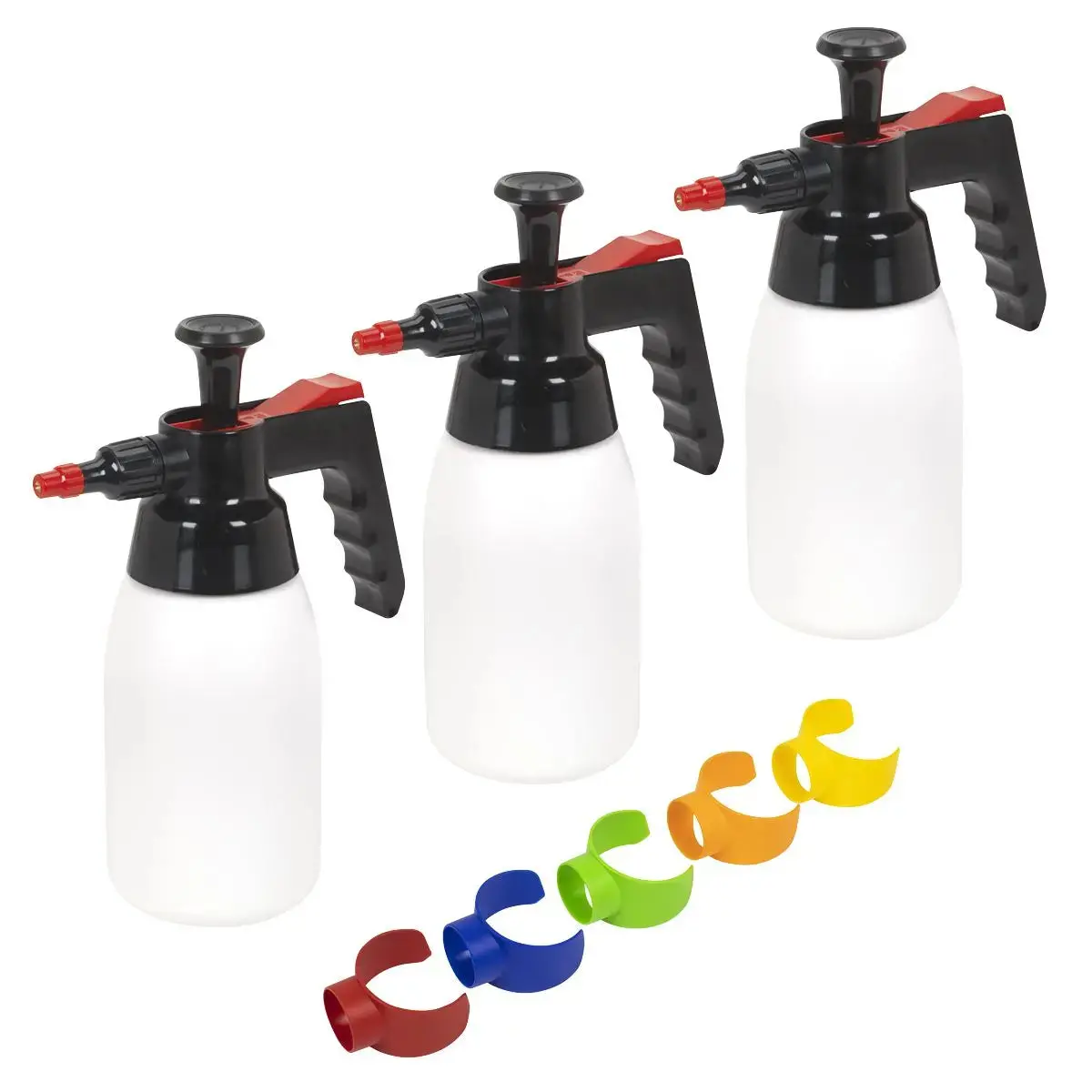 Sealey Premium Pressure Solvent Sprayers 1L & Colour-Coded Caps Combo 1