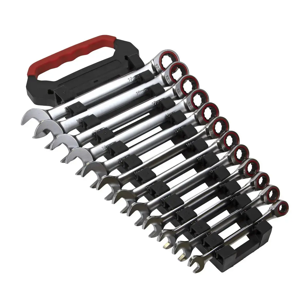 Sealey Ratchet Combination Spanner Set 12 Piece 8-19Mm 100 Tooth Premier 1