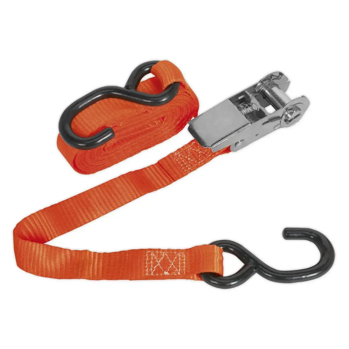 Sealey Ratchet Strap 25Mm X 4.5M Polyester Webbing With S-Hook 800Kg Breaking Strength 1