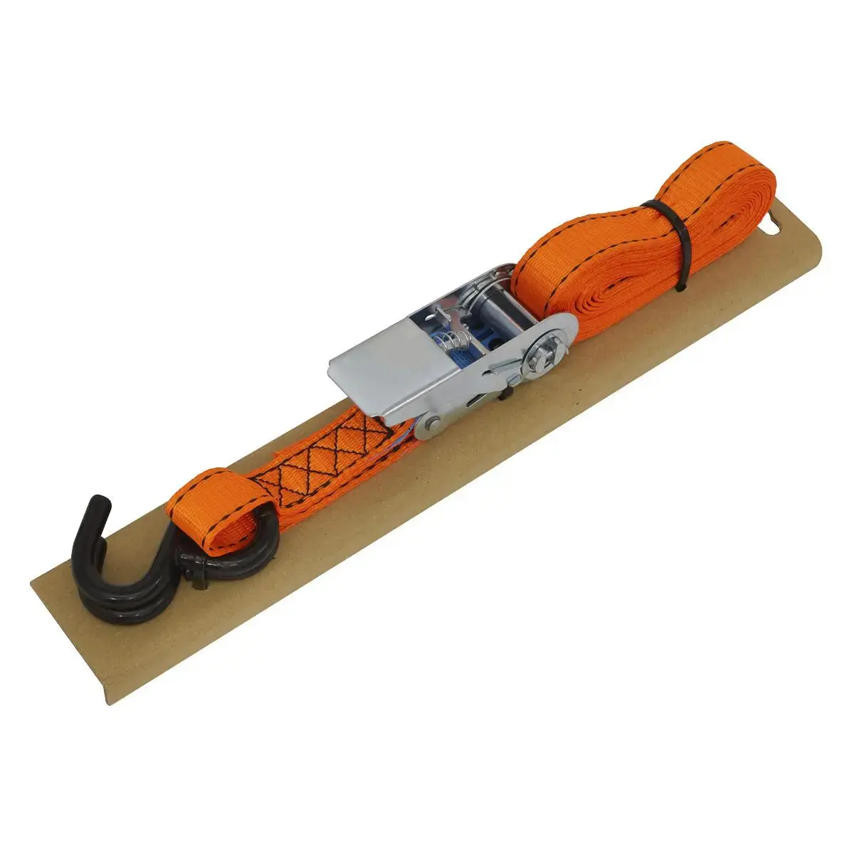 Sealey Ratchet Strap 25Mm X 5M Polyester Webbing S-Hook With Corner Protector 600Kg Breaking Strength 1