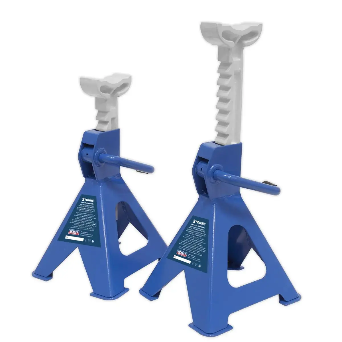 Sealey Ratchet Type Axle Stands (Pair) 2 Tonne Capacity Per Stand - Blue 1