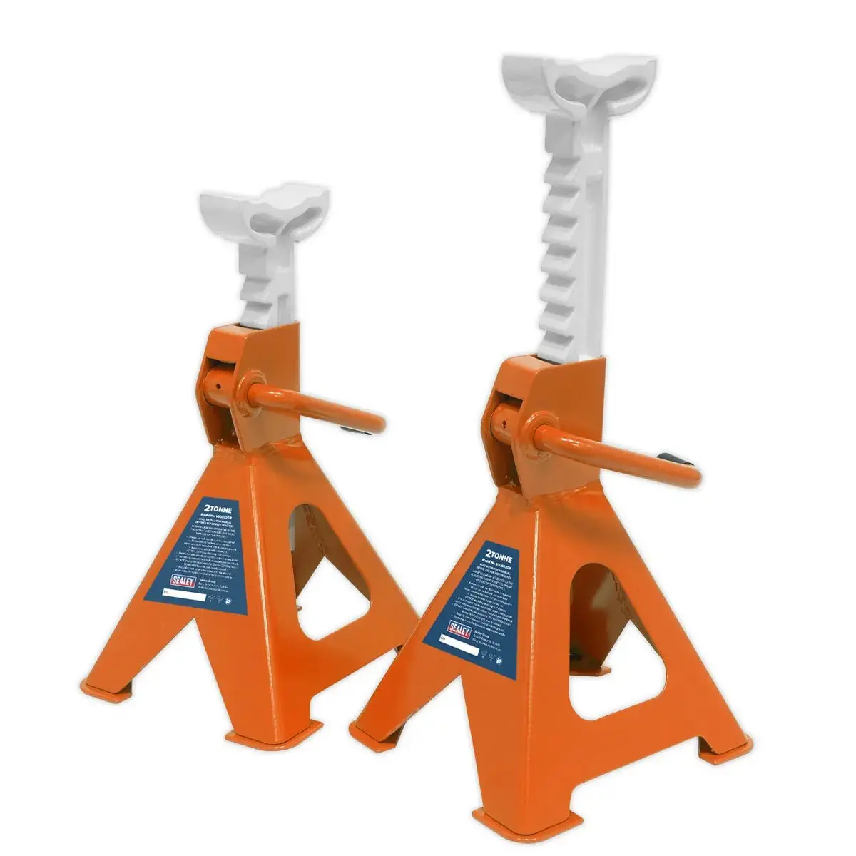 Sealey Ratchet Type Axle Stands (Pair) 2 Tonne Capacity Per Stand - Orange 1