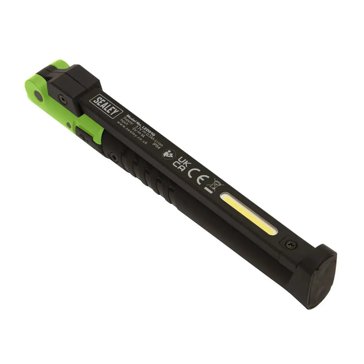 Sealey Rechargeable Slim Folding Pocket Light 2 Cob & 1 Smd Led - Green 1