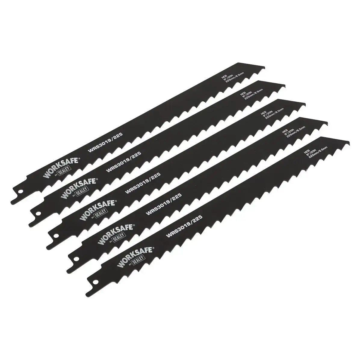 Sealey Reciprocating Saw Blade Wood 225Mm 3Tpi - Pack Of 5 1