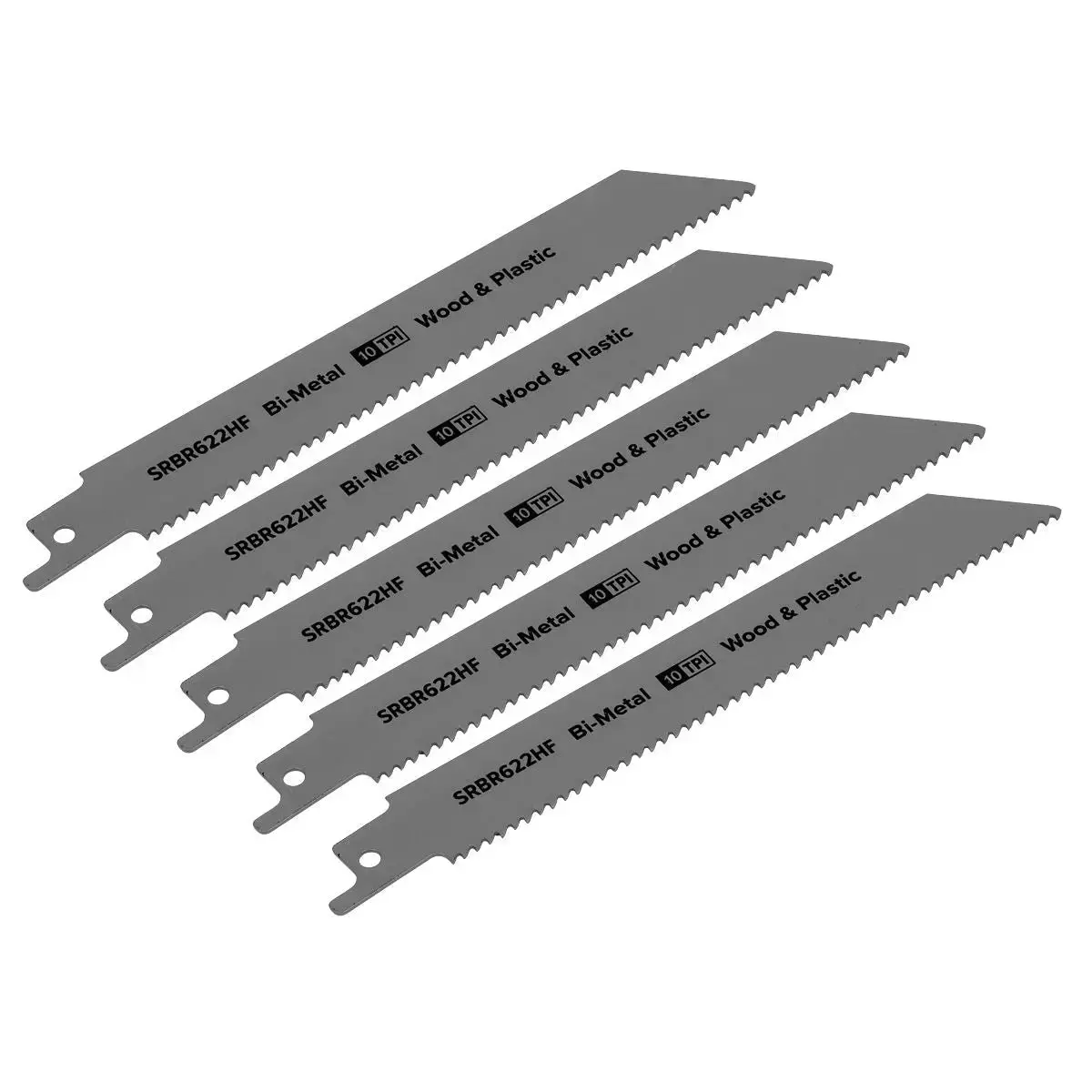 Sealey Reciprocating Saw Blade Wood & Plastics 150Mm 10Tpi - Pack Of 5 1