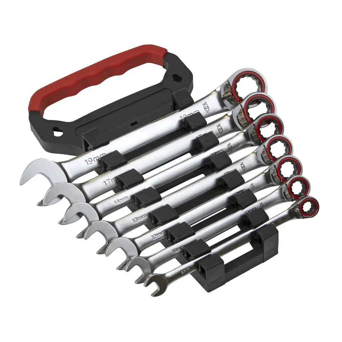 Sealey Reversible Ratchet Combination Spanner Set 7 Piece 8-19Mm 100 Tooth Premier 1