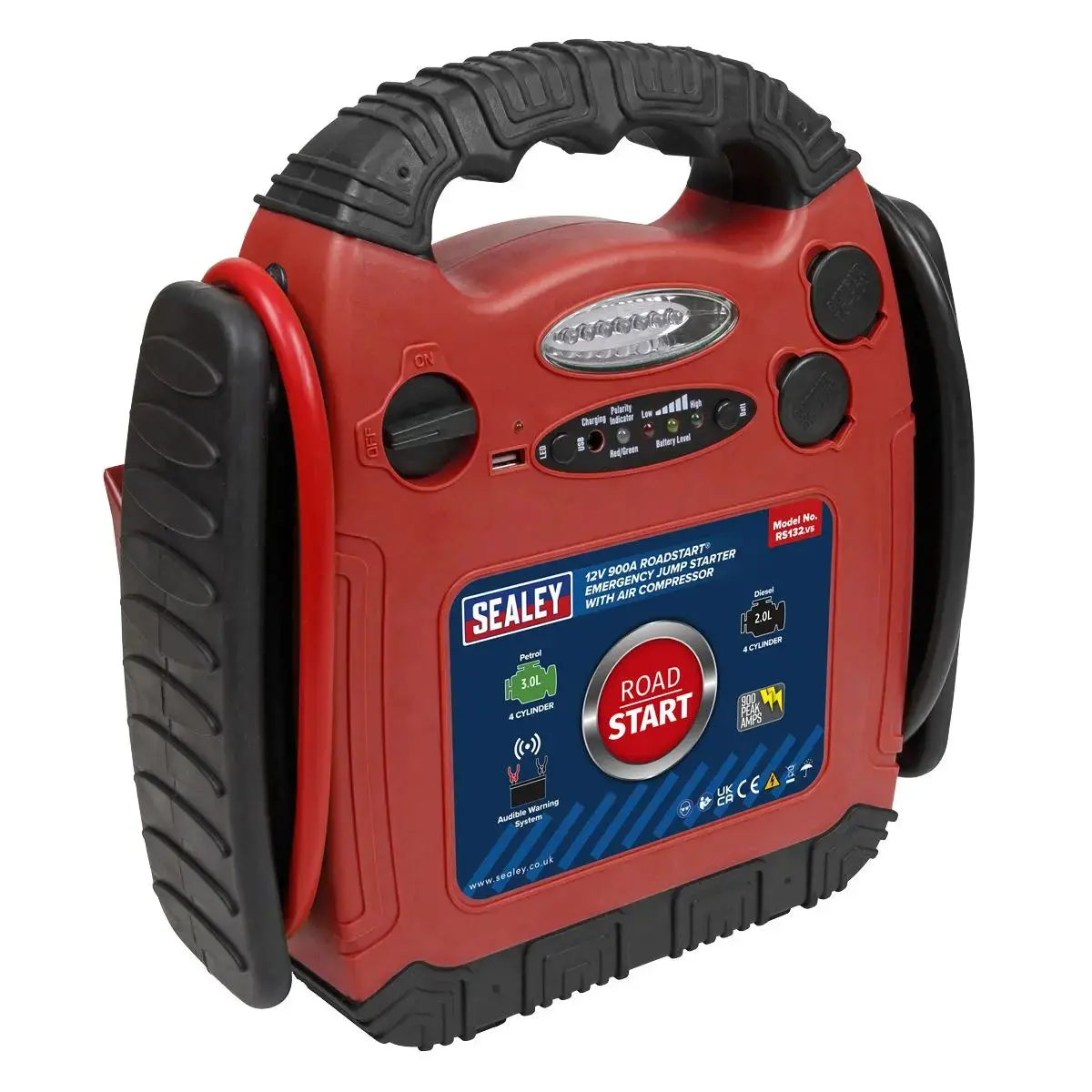 Sealey Roadstart® Emergency Jump Starter With Air Compressor 12V 900 Peak Amps 1