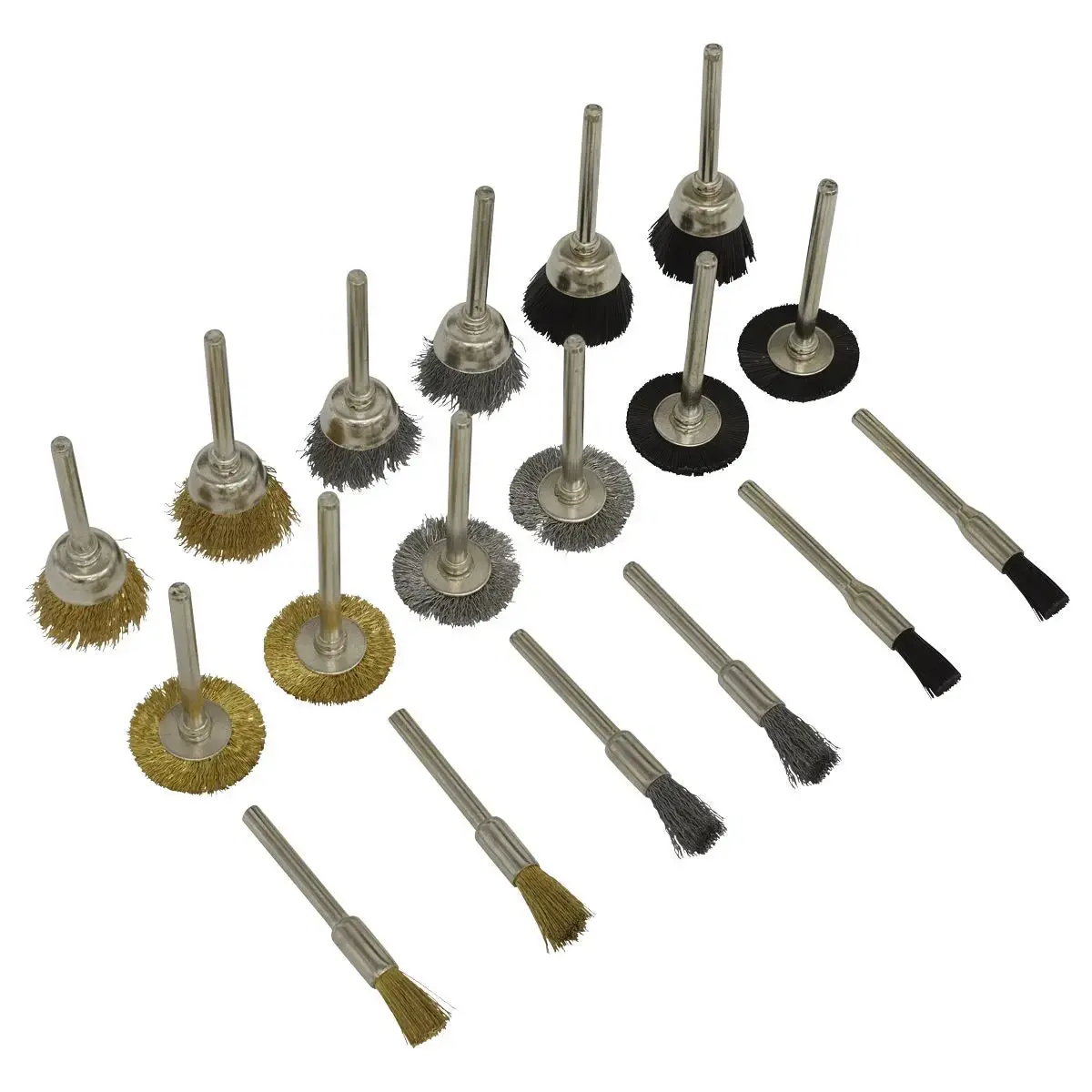 Sealey Rotary Tool Brush Set 18 Piece Brass Steel Wire Nylon Brushes 1