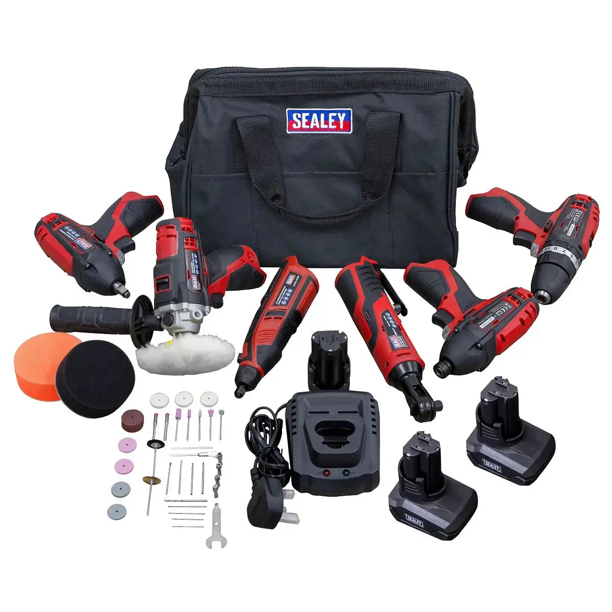 Sealey Sv12 Series 6 X 12V Cordless Power Tool Kit - 3 Batteries 1