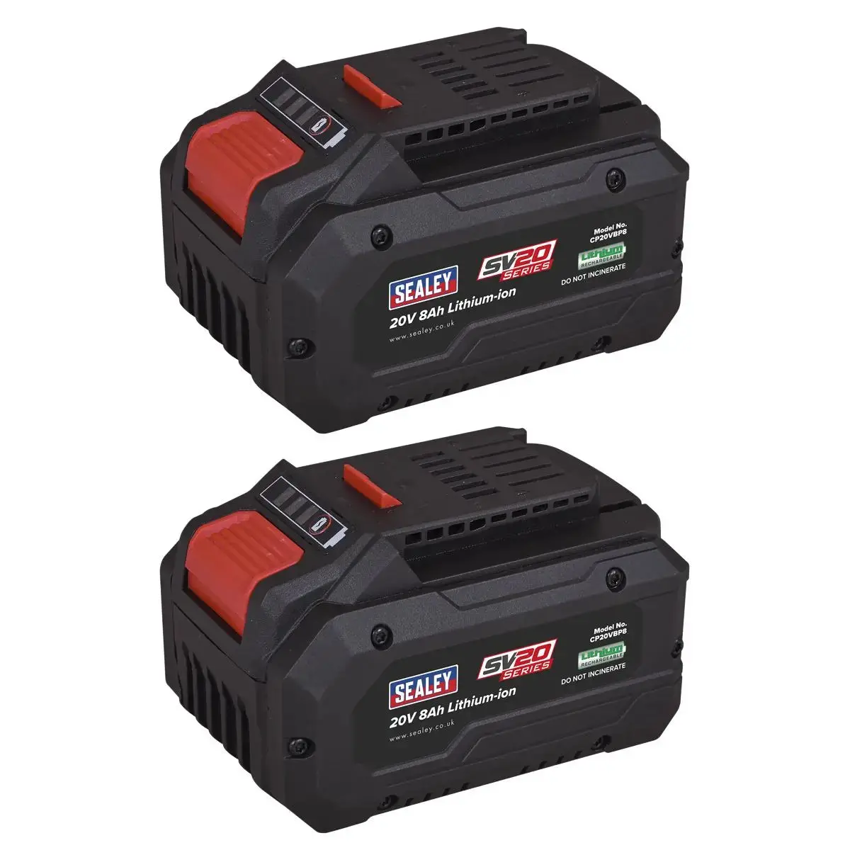 Sealey Sv20 Series Power Tool Battery 20V 8Ah - Pack Of 2 1