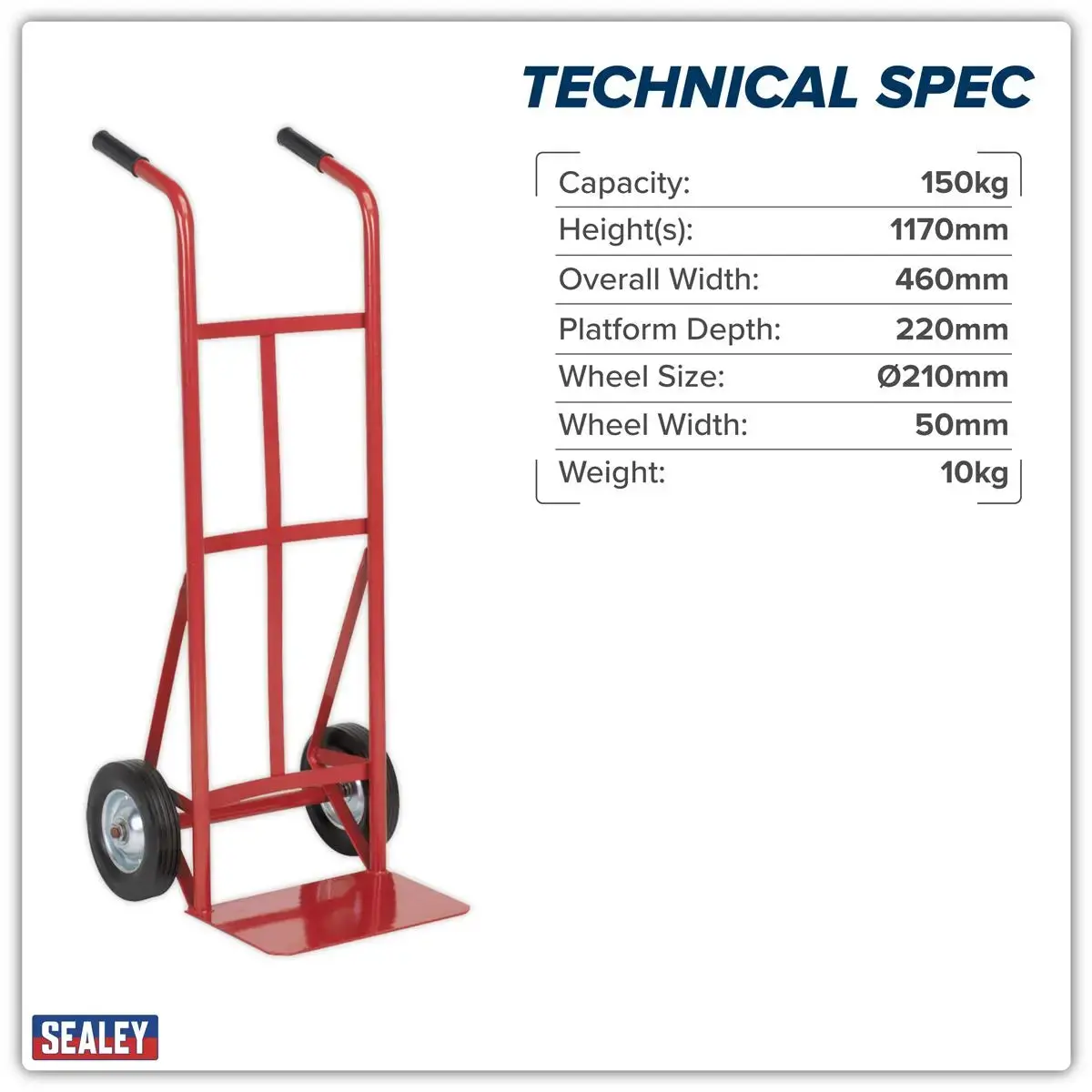 Sealey Sack Truck With Solid Tyres 150Kg Capacity 2