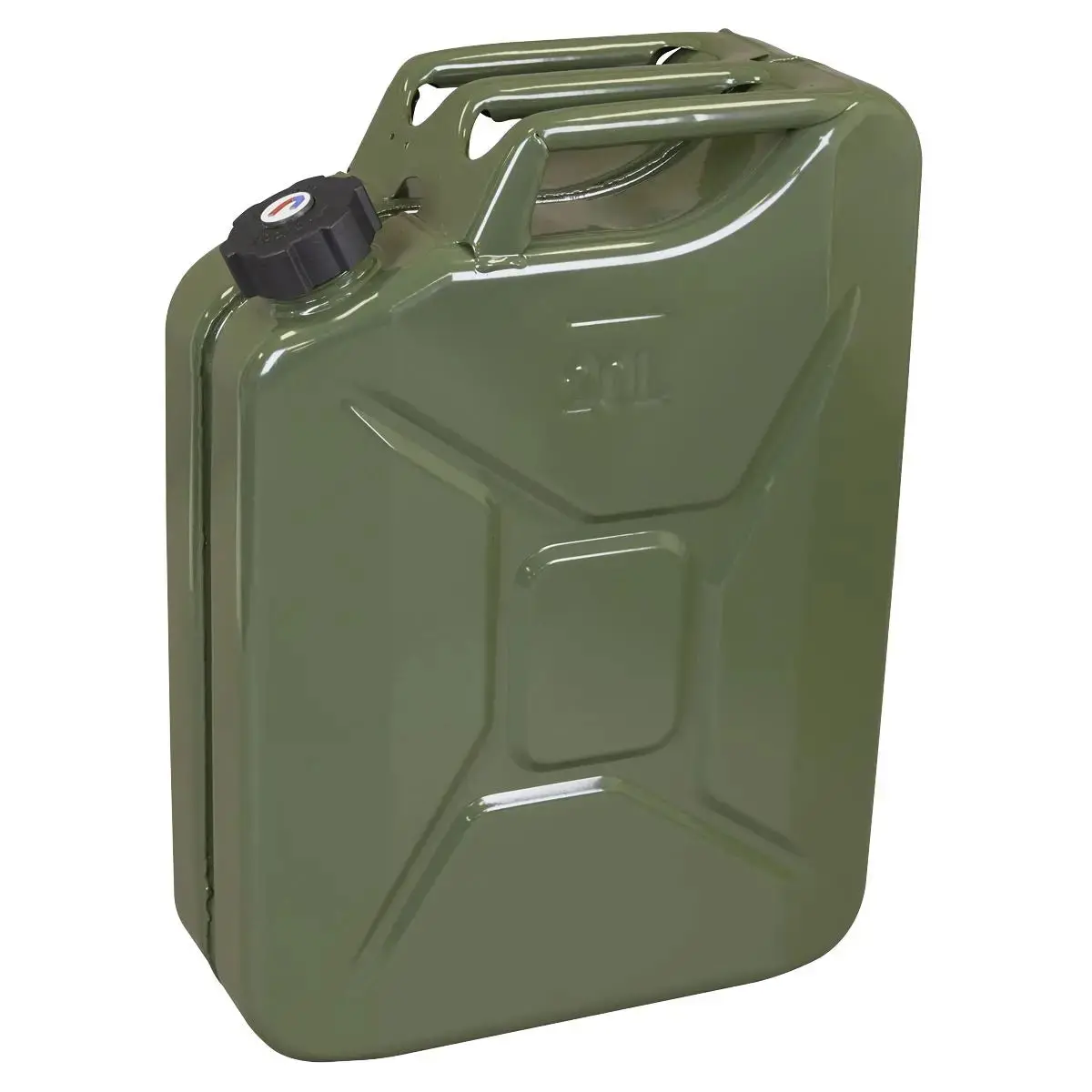 Sealey Screw Cap Metal Jerry Can 20L - Green 1