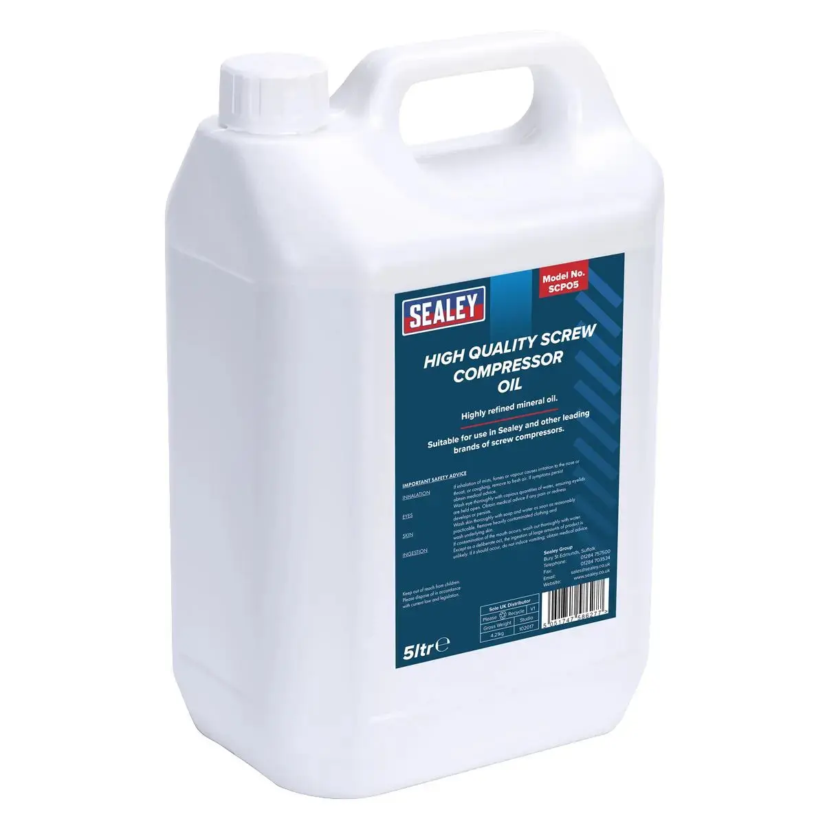 Sealey Screw Compressor Oil 5L 1