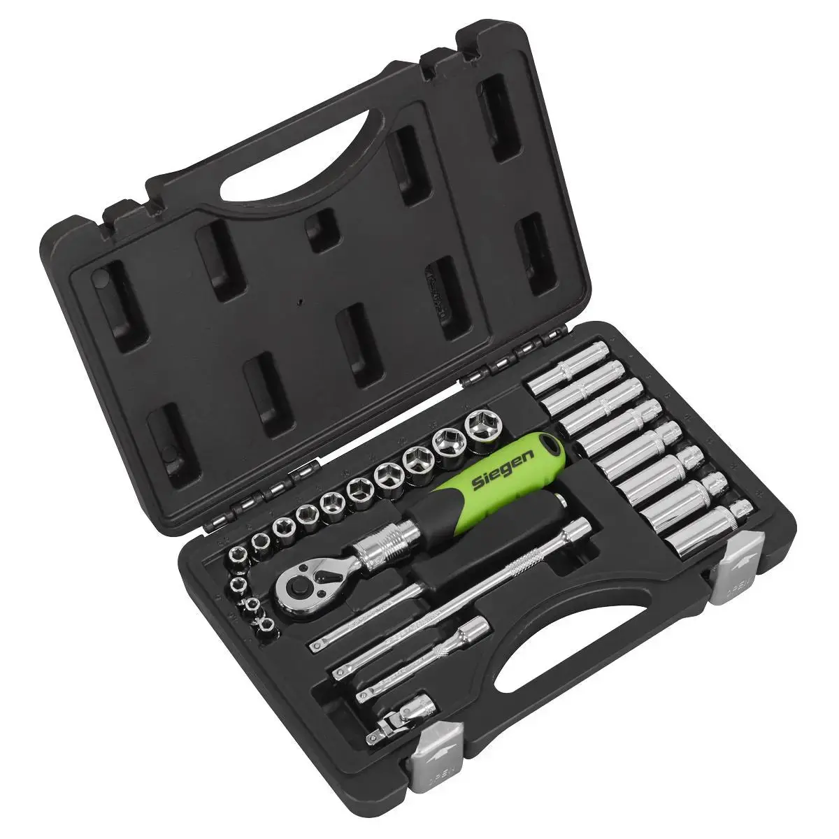 Sealey Socket Set Extendable Ratchet 1/4"Sq Drive 26Pc 1