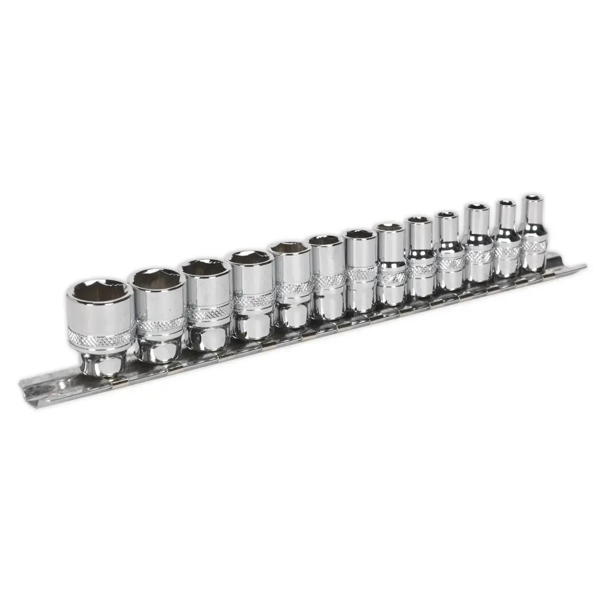 Sealey Socket Set Lock-On 1/4" Drive Metric 4-14Mm Premier 13 Piece Rounded Nuts 1