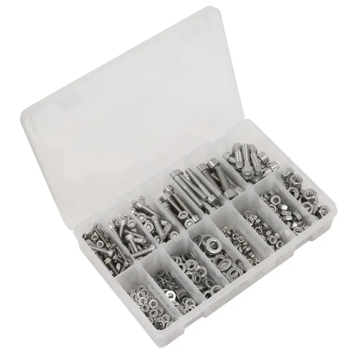 Sealey Stainless Steel Hex Socket Bolt, Washer & Nut Assortment 710Pcs 1