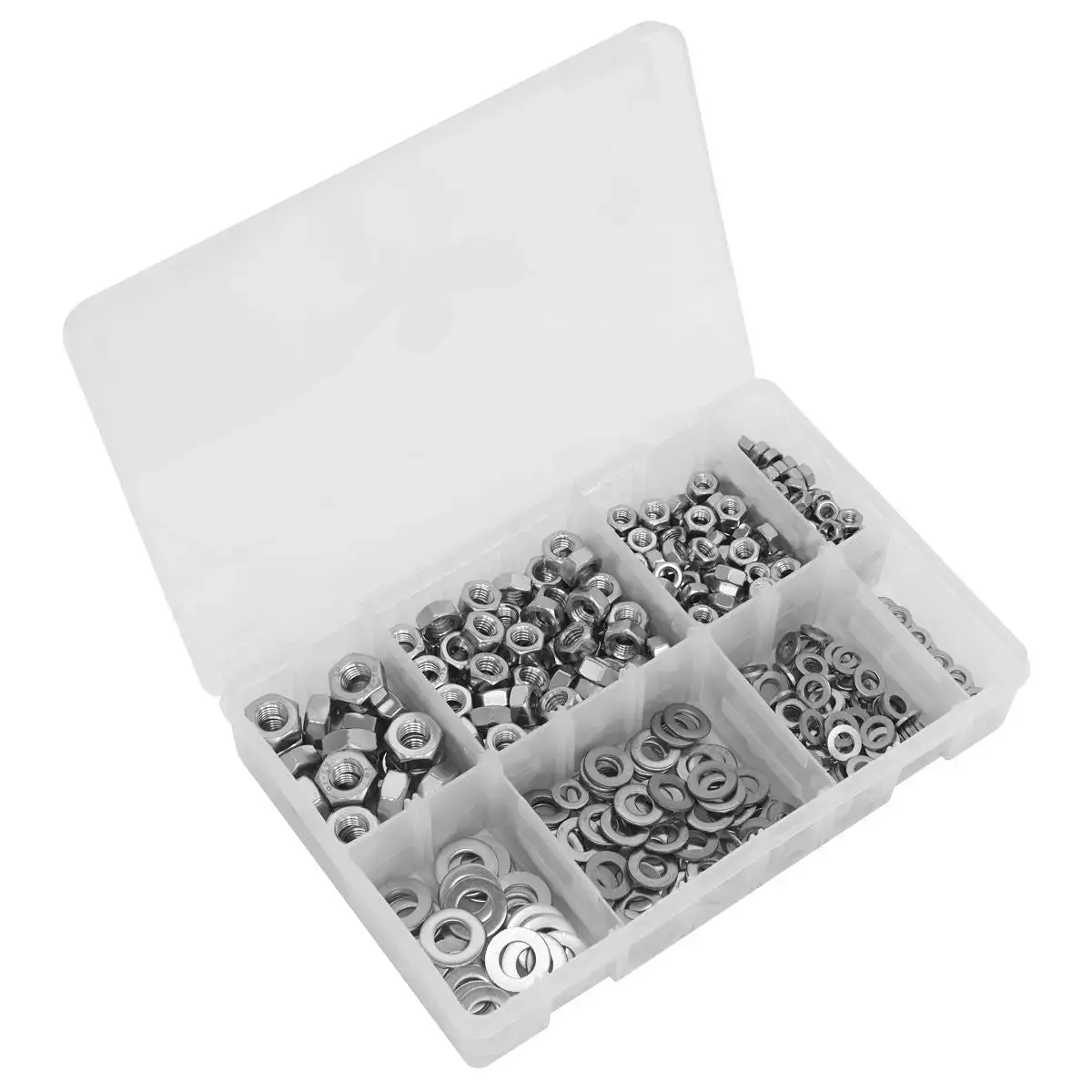 Sealey Stainless Steel Nut And Washer Assortment 500Pc M5-M10 1