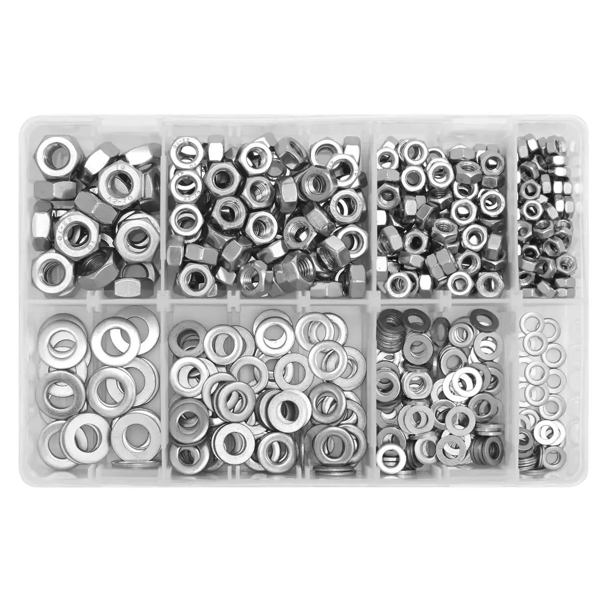 Sealey Stainless Steel Nut And Washer Assortment 500Pc M5-M10 2