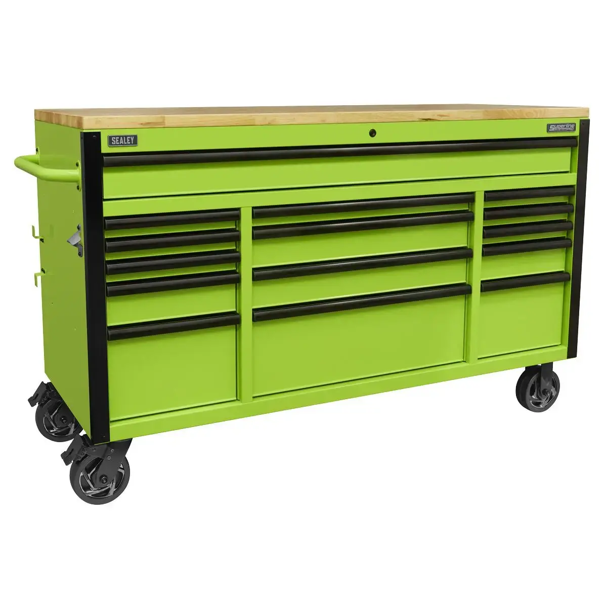 Sealey Superline Pro 15 Drawer Mobile Trolley With Wooden Worktop 1549Mm 1