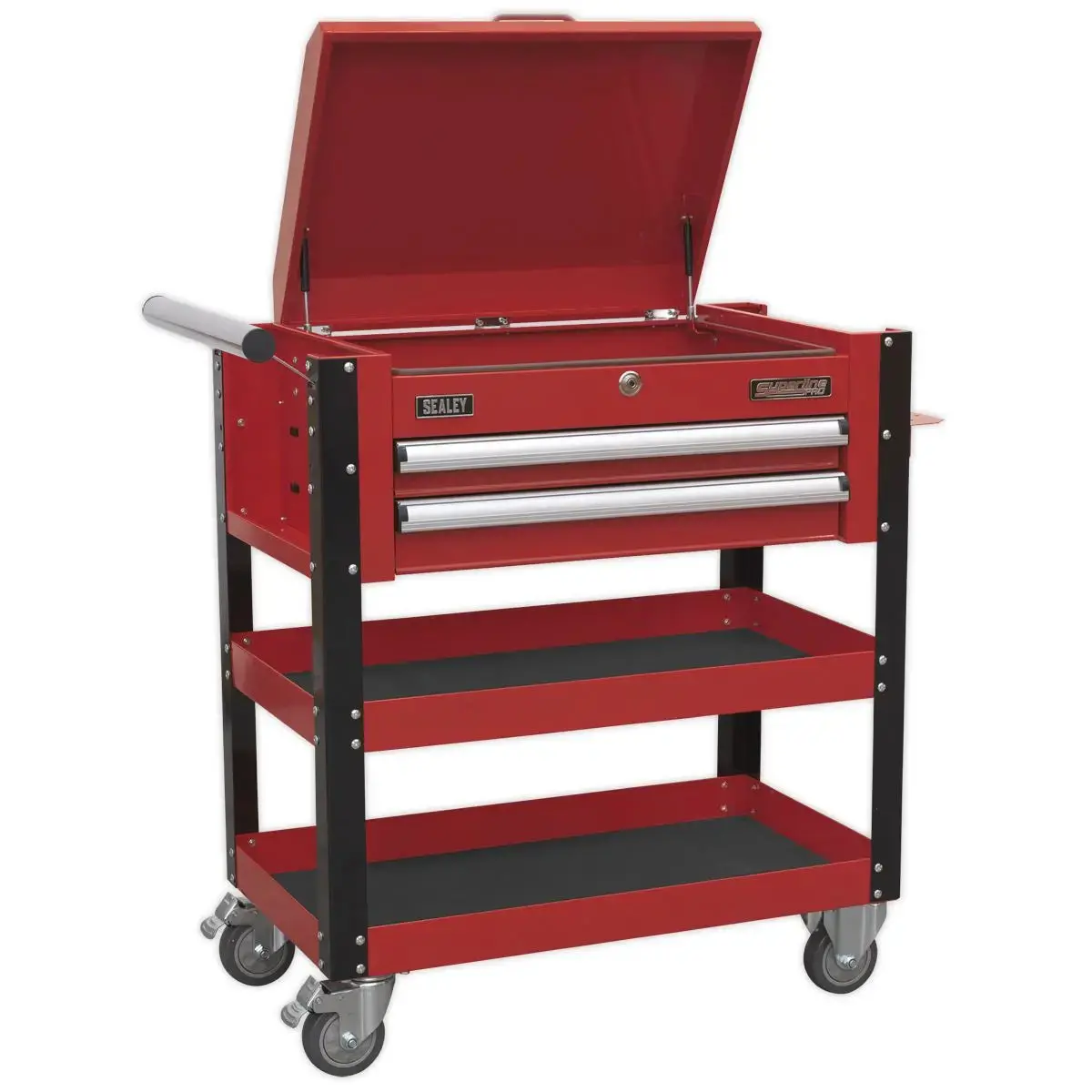 Sealey Superline Pro Heavy-Duty Mobile Tool & Parts Trolley 2 Drawers & Lockable Top - Red 1