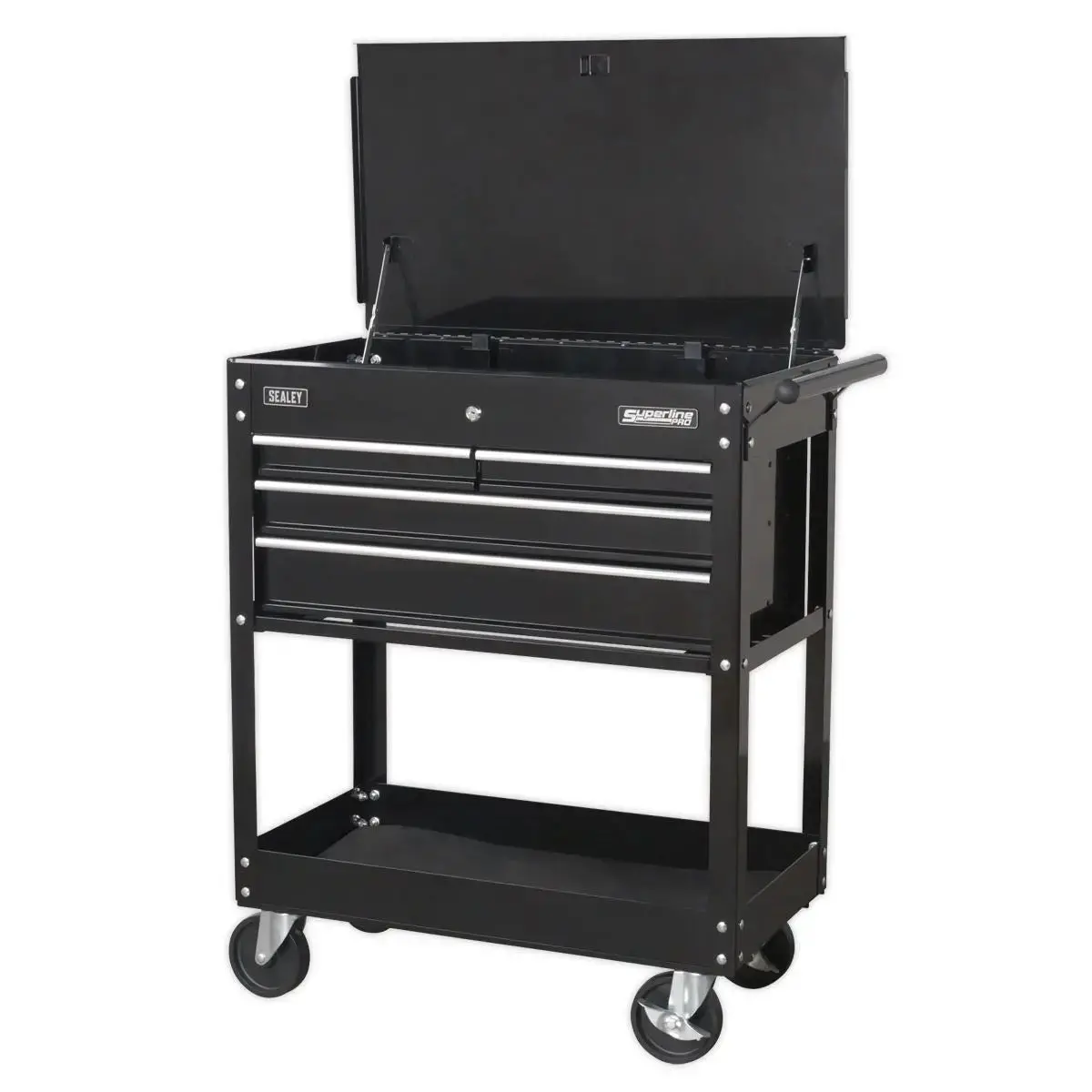 Sealey Superline Pro Heavy-Duty Mobile Tool & Parts Trolley With 4 Drawers & Lockable Top - Black 1