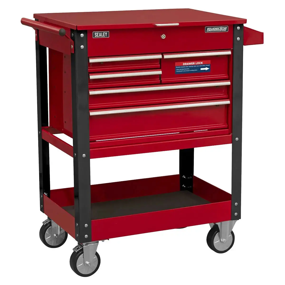 Sealey Superline Pro Heavy-Duty Mobile Tool & Parts Trolley With 5 Drawers & Lockable Top 1