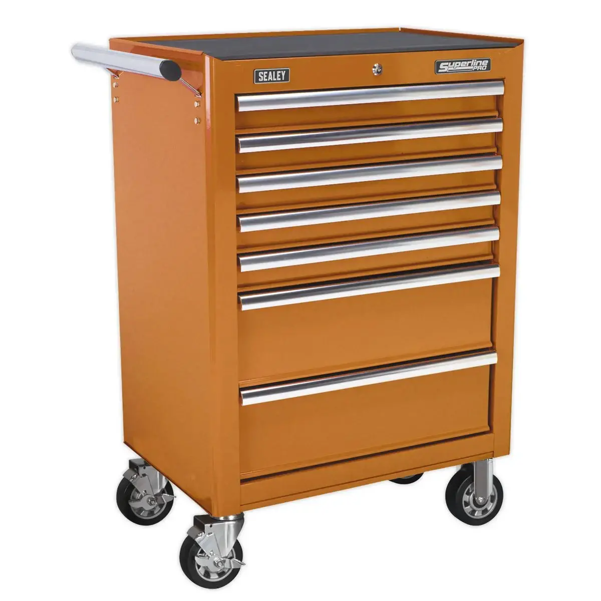 Sealey Superline Pro Rollcab 7 Drawer With Ball-Bearing Slides - Orange 1
