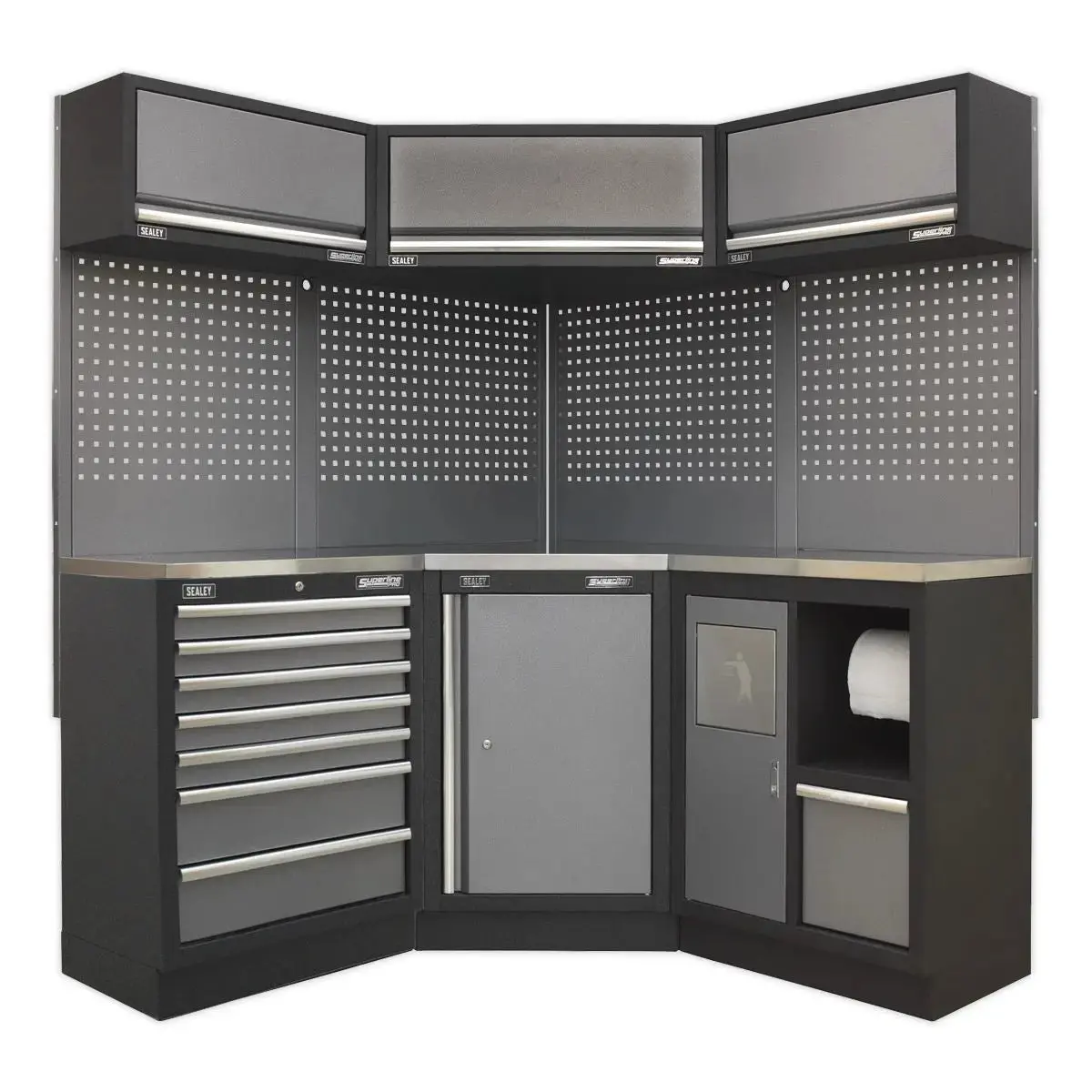 Sealey Superline Pro Superline Pro® 1.6M Corner Storage System - Stainless Worktop 1