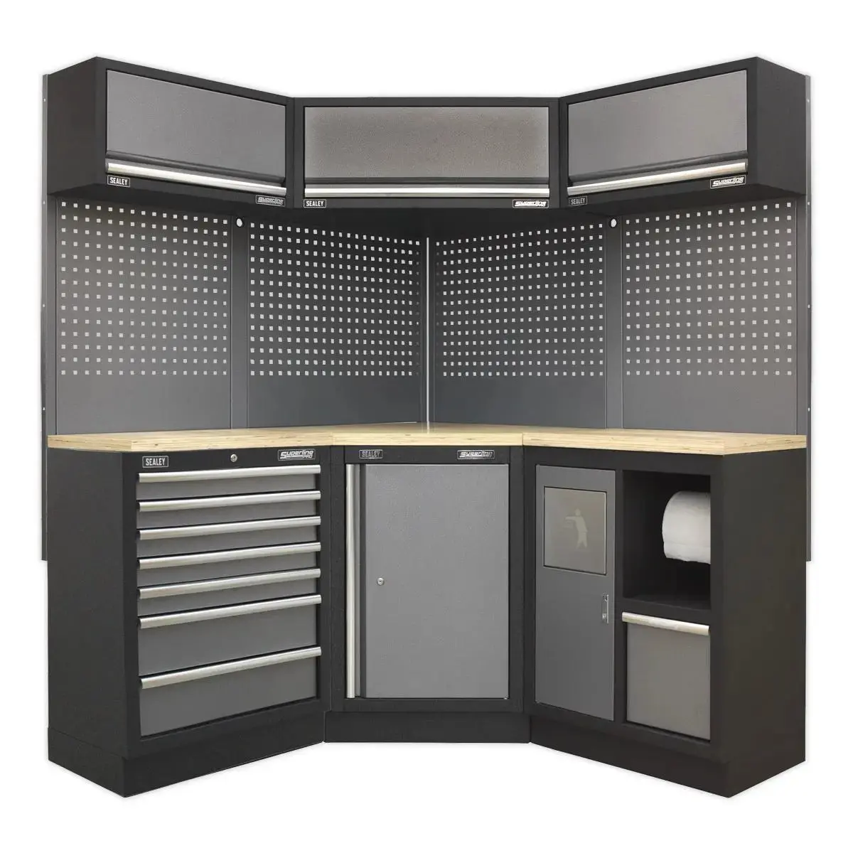Sealey Superline Pro Superline Pro® 1.6M Corner Storage System - Wood Worktop 1