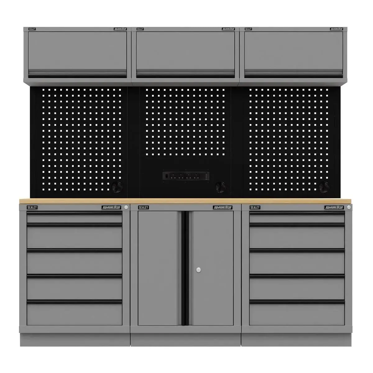 Sealey Superline Pro Superline Pro® Black Edition Storage System With Rubber Wood Worktop 2.04M 1
