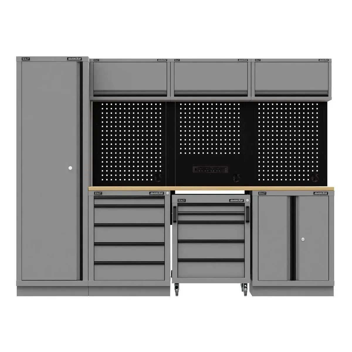 Sealey Superline Pro Superline Pro® Black Edition Storage System With Rubber Wood Worktop 2.64M 1
