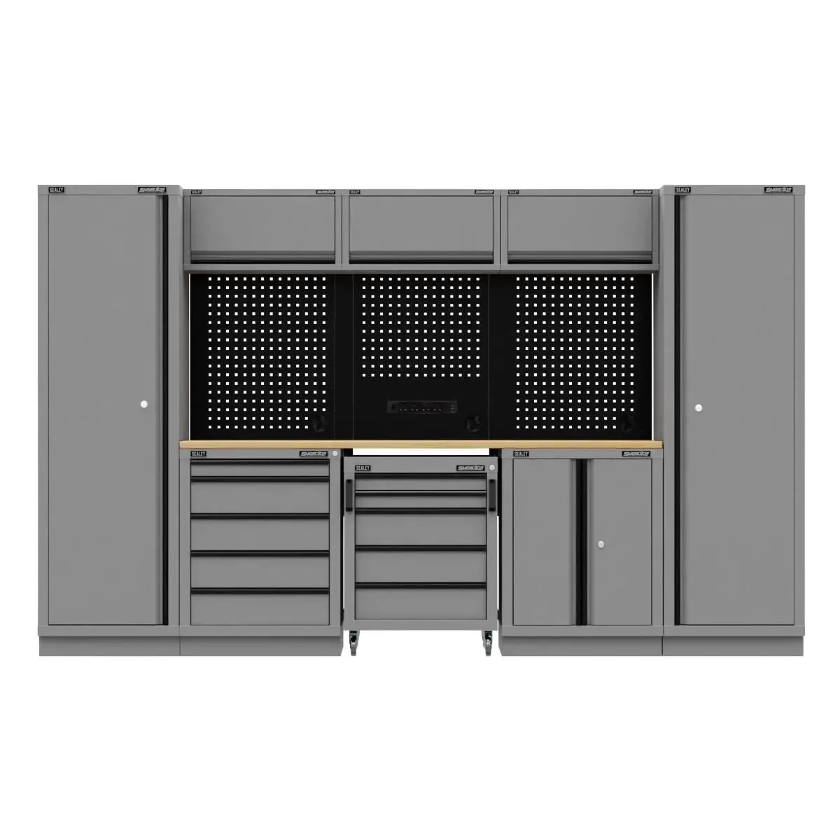 Sealey Superline Pro Superline Pro® Black Edition Storage System With Rubber Wood Worktop 3.24M 1