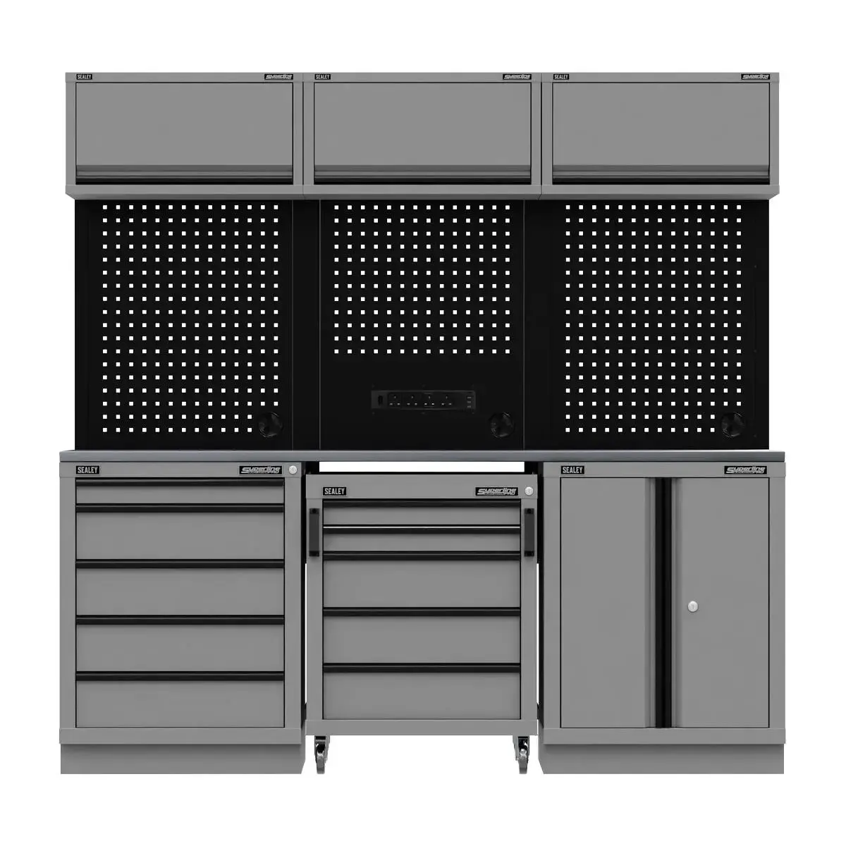 Sealey Superline Pro Superline Pro® Black Edition Storage System With Stainless Worktop 2.04M 1