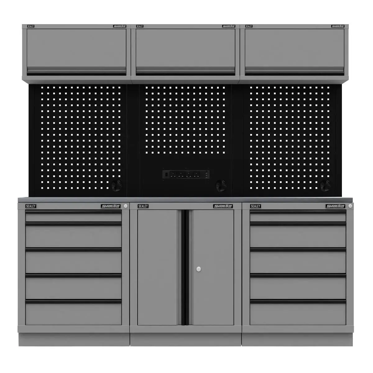Sealey Superline Pro Superline Pro® Black Edition Storage System With Stainless Worktop 2.04M 1