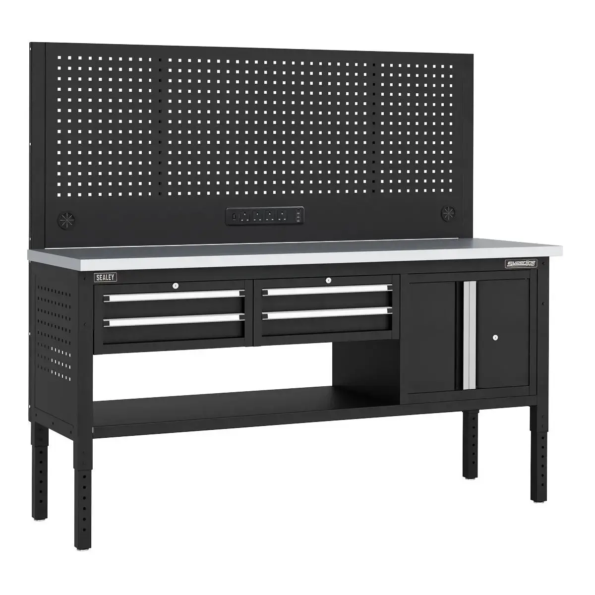 Sealey Superline Pro Superline Pro® Modular Workbench With 4 Drawers & Cupboard Stainless Steel Worktop 1830Mm 1