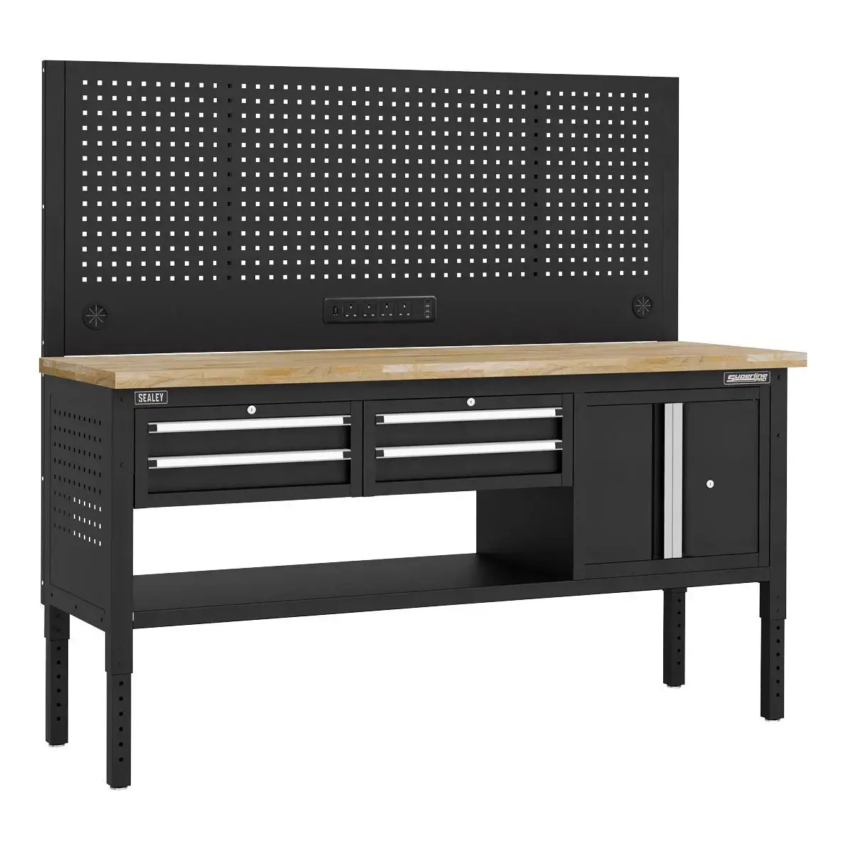 Sealey Superline Pro Superline Pro® Modular Workbench With 4 Drawers & Cupboard Wooden Worktop 1830Mm 1