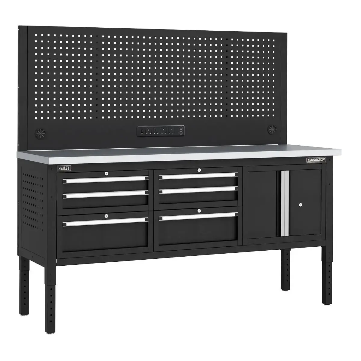 Sealey Superline Pro Superline Pro® Modular Workbench With 6 Drawers & Cupboard Stainless Steel Worktop 1830Mm 1